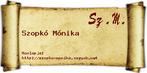 Szopkó Mónika névjegykártya